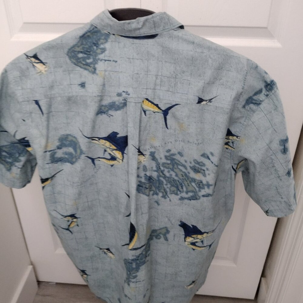 Columbia River Lodge Blue Marlin & Heron Fishing Shirt – Men’s Button-Up – NWOT - Picture 10 of 16